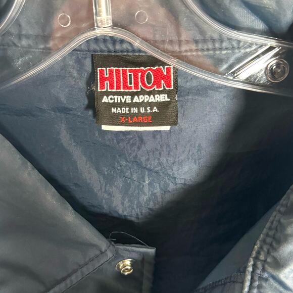 Vintage Hilton Pepsi Blue Nylon Snap Button Light Windbreaker Men Jacket Size XL - Picture 5 of 6